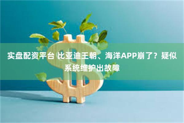 实盘配资平台 比亚迪王朝、海洋APP崩了？疑似系统维护出故障